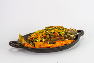 Deliciosa comida peruana gourmet en restaurante