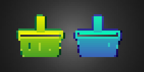 Green and blue Shopping basket icon isolated on black background. Online buying concept. Delivery service sign. Shopping cart symbol. Vector