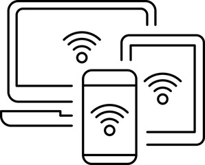Smart Devices icon. Phone, tablet, laptop icon. Symbol of notebook and mobile phone. Smart vector electronic devices