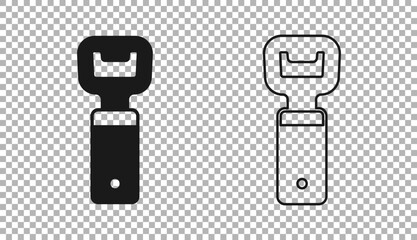 Black Bottle opener icon isolated on transparent background. Vector