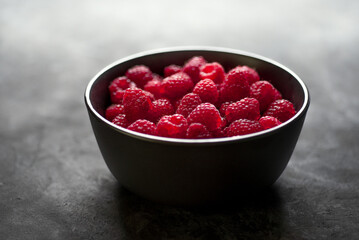 raspberries in a bowl