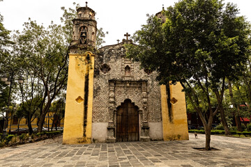 Capilla de la Conchita in the Plaza de la Conchita built by Hernan Cortes in 1525, Coyoacan...