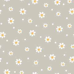 Seamless pattern of daisies. Floral texture. Vector illustration. It can be used for wallpapers, wrapping, cards, patterns for clothes and other.