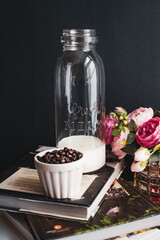 coffee beans and cup of coffee