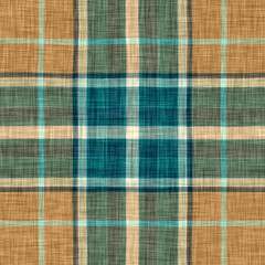 Teal rustic coastal beach house check fabric tile. Seamless sailor flannel textile gingham repeat swatch.