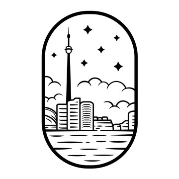 recommend clip art: Illustration of buildings and cities in minimalist style. skyscrapers on a white background. Illustration design for clothing products, mugs and enamel pins