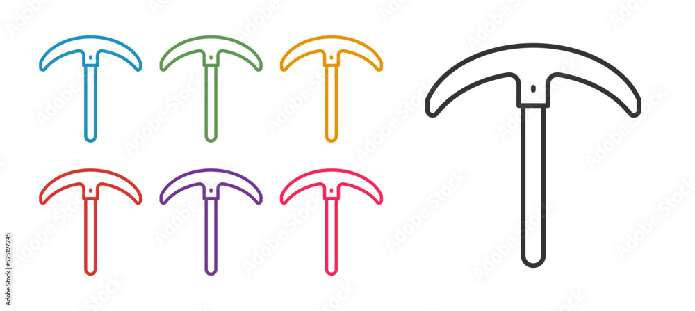 Poster set line pickaxe icon isolated on white background. set icons colorful. vector