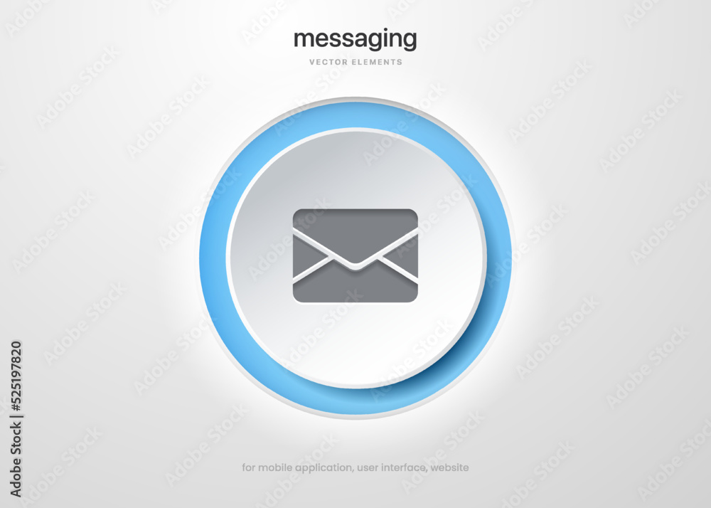 Aufkleber 3d realistic blue message chat messaging icon. document and postal envelope. chatting, mail, post, l