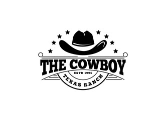 The Cowboy logo in vintage style. Hat cowboy logo vector. 