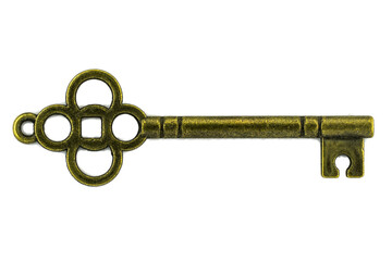 vintage key antique golden key on white background