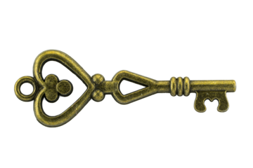 vintage key antique golden key on white background