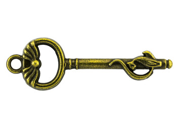 vintage key antique golden key on white background