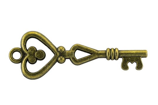 vintage key antique golden key on white background