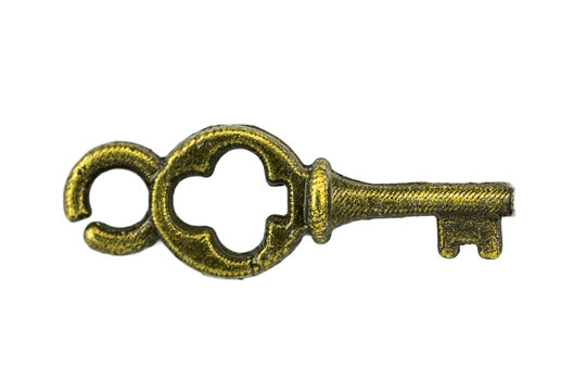 vintage key antique golden key on white background