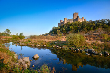 Historic castle of Almourol of the templars in Portugal