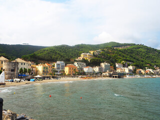 Fototapeta premium Historical Laigueglia resort town on italian Riviera, Alassio, Liguria, Italy
