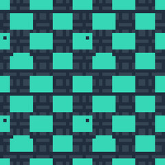 Green line Audio book icon isolated seamless pattern on blue background. Play button and book. Audio guide sign. Online learning concept. Vector