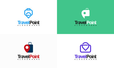 Set of Travel Point Logo designs concept with suitcase symbol icon vector