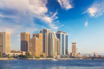Obraz premium Beautiful view of the Nile embankment in the center of Cairo, Egypt