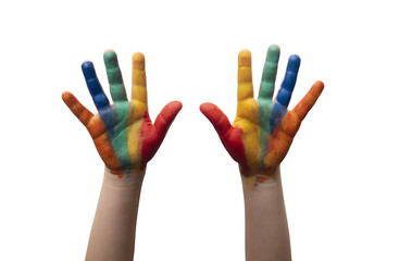 child with painted hands on a nice sunny day	- PNG Transparent background
