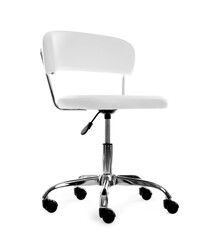 White leather office chair isolated on white