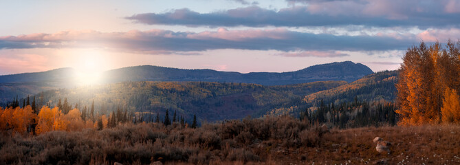 Panoramic view of Soapstone basin in Uinta Wasatch Cache National forest in Utah