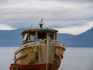 Old Fishing Boat Sitting on Shore