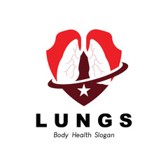 Lungs Logo Design, Body Organ Health Care Vector Illustration