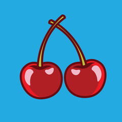 Fresh Cherry fruit vector illustration in pop color cartoon style