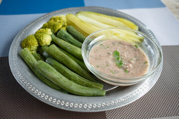 Mackerel Chili Paste with blanched vegetables esanfood