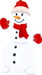 Snowman in warm clothes isolated icon