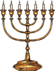 Judaism religion, Hanukkah Menorah sketch