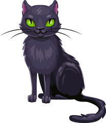Black cat icon, Halloween animal