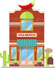 Restaurant of mexican cuisine isolated building