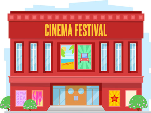 Cinema Urban Building, Movie Theater Facade Icon