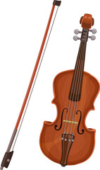 Violoncello isolated violin fiddle with bow - obrazy, fototapety, plakaty