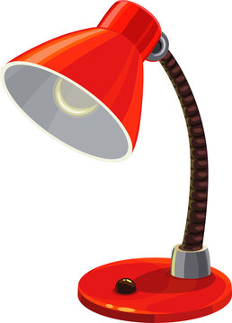 Desktop Red Lamp Isolated Vector Table Spotlight