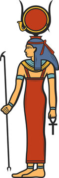 Egyptian goddess Hathor with scepter and crown