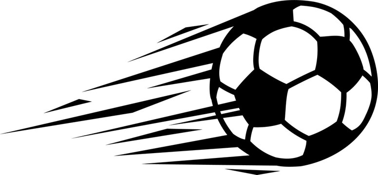 Flying soccer football ball in movement isolated