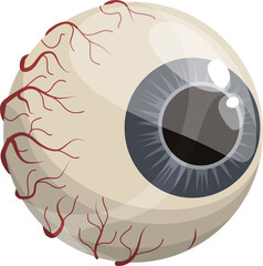 Scary eyeball isolated eyesight mascot, zombie eye