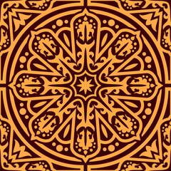 Arabic motifs ornament, retro oriental carpet