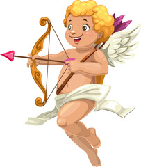 Winged boy Cupid with arrow and bow