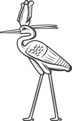 Ancient Egypt Bennu god isolated heron bird deity