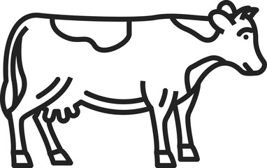 Farm cattle animal isolated cow line icon, vector