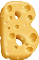 Cheese letter B isolated ABC sign vector food font