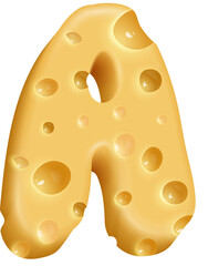 A letter of cheese alphabet isolated ABC symbol