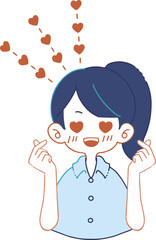 目がハートにになるほどメロメロな人物（指ハート）