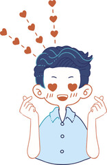 目がハートにになるほどメロメロな人物（指ハート）