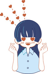 目がハートにになるほどメロメロな人物（指ハート）