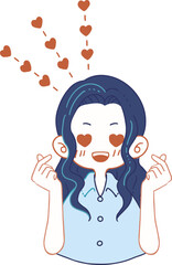 目がハートにになるほどメロメロな人物（指ハート）